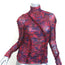 Cinq a Sept Ellianna Ruched Mesh Top Red/Purple Marble Print Size Medium