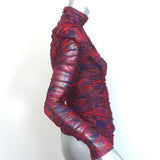 Cinq a Sept Ellianna Ruched Mesh Top Red/Purple Marble Print Size Medium