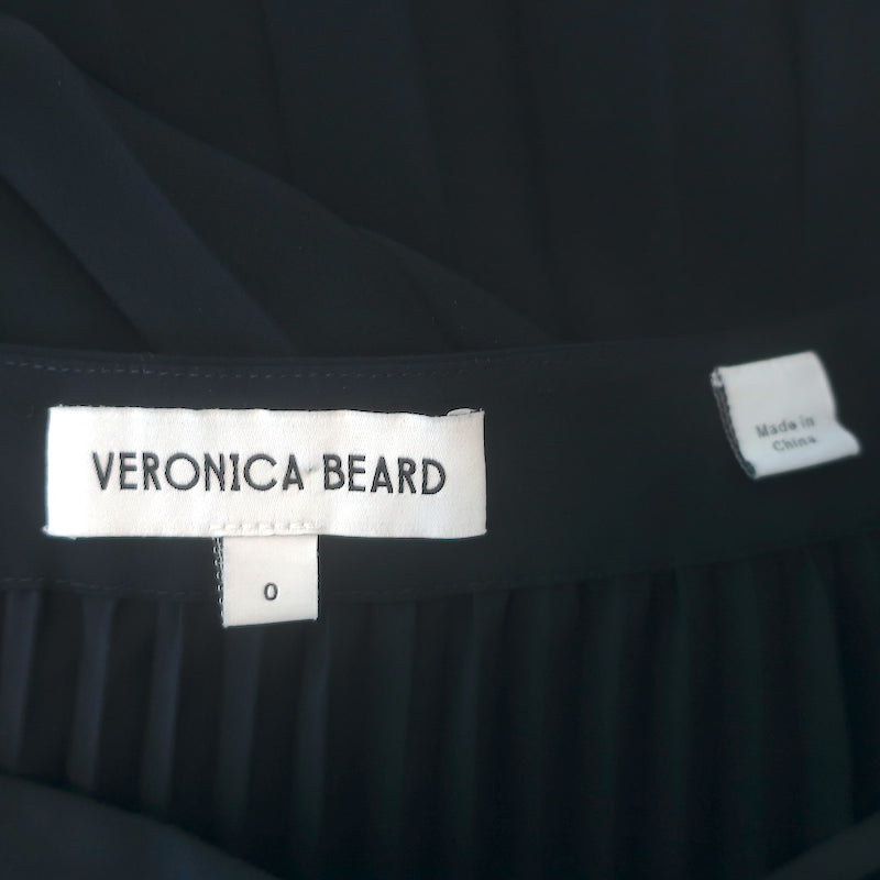 Veronica Beard Addi pleated midi skirt in navy, authentic luxury pre-owned designer piece, gently worn