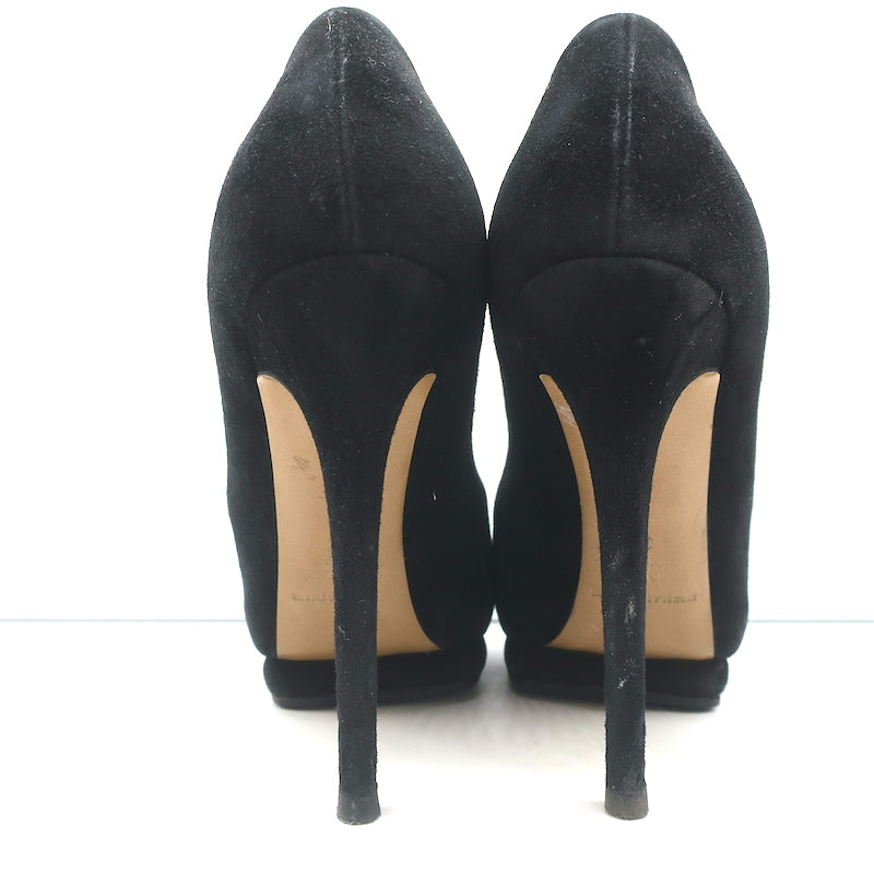 Nicholas Kirkwood Peep Toe Platform Pumps Black Suede Size 38