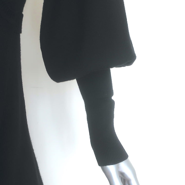 Zimmermann Merino Wool Blouson-Sleeve Midi Wrap Dress Black Size 0