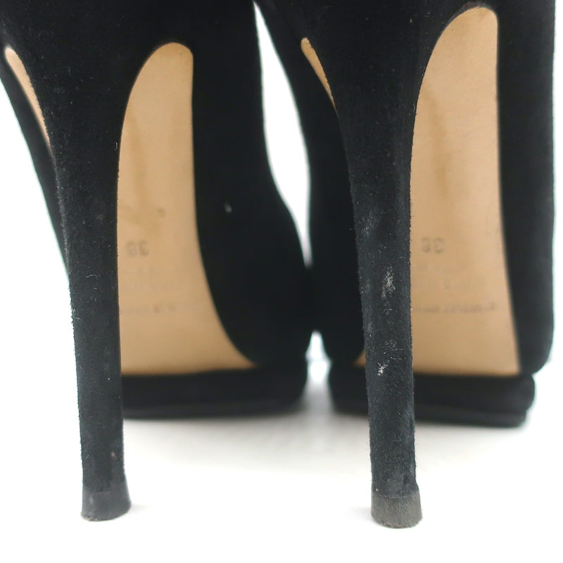 Nicholas Kirkwood Peep Toe Platform Pumps Black Suede Size 38