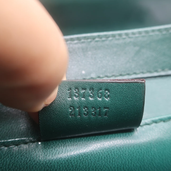 Gucci Crocodile Mini Bamboo Top Handle Bag Emerald