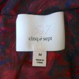 Cinq a Sept Ellianna Ruched Mesh Top Red/Purple Marble Print Size Medium