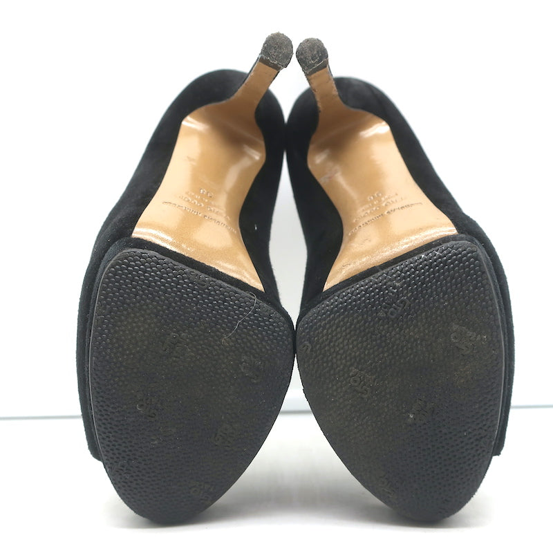 Nicholas Kirkwood Peep Toe Platform Pumps Black Suede Size 38