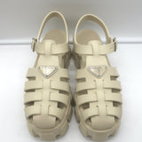 Prada Monolith Platform Sandals Ecru Rubber Size 41