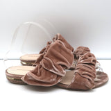 Nicholas Kirkwood Courtney Ruched Velvet Flat Slide Sandals Blush Size 38