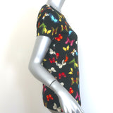 L'Agence Ressi Butterfly Print T-Shirt Black Size Medium Short Sleeve Top