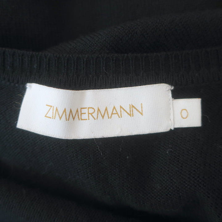 Zimmermann Merino Wool Blouson-Sleeve Midi Wrap Dress Black Size 0