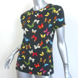 L'Agence Ressi Butterfly Print T-Shirt Black Size Medium Short Sleeve Top