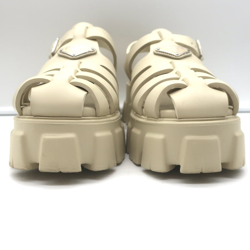 Prada Monolith Platform Sandals Ecru Rubber Size 41