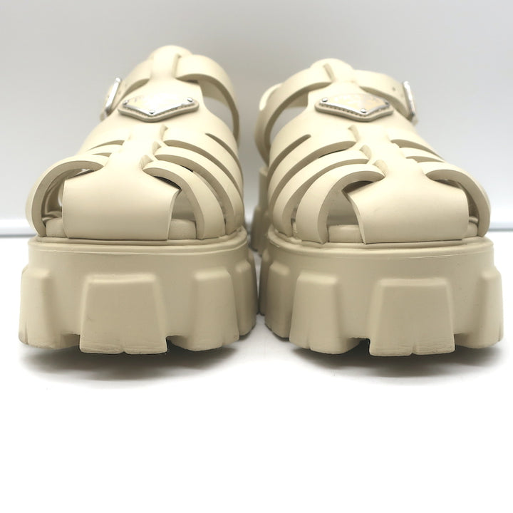 Prada Monolith Platform Sandals Ecru Rubber Size 41
