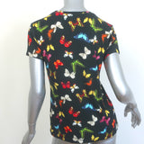 L'Agence Ressi Butterfly Print T-Shirt Black Size Medium Short Sleeve Top