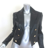 L'Agence Inez Cropped Leather Blazer Black Size 4
