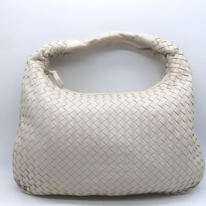 Bottega Veneta Medium Veneta Hobo Bag Cream Intrecciato Leather