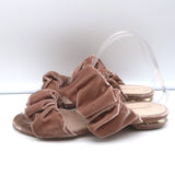 Nicholas Kirkwood Courtney Ruched Velvet Flat Slide Sandals Blush Size 38