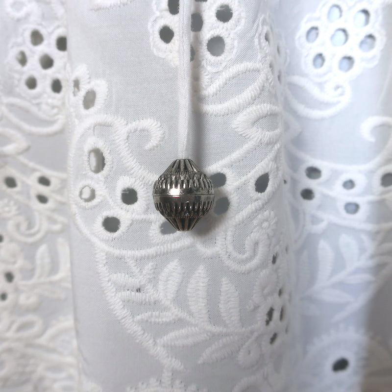 The Kooples Broderie Anglaise Tie-Neck Blouse White Size 3 Long Sleeve Top