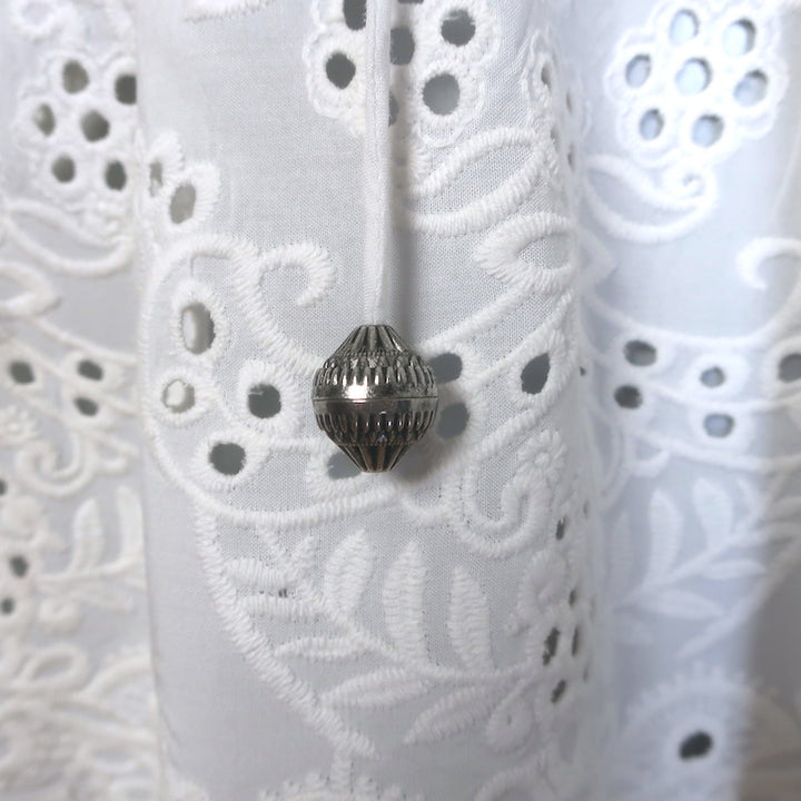 The Kooples Broderie Anglaise Tie-Neck Blouse White Size 3 Long Sleeve Top