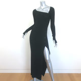 ALIX NYC Morris Off the Shoulder Midi Dress Black Ribbed Jersey Size Small