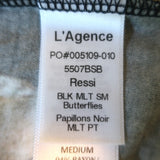 L'Agence Ressi Butterfly Print T-Shirt Black Size Medium Short Sleeve Top