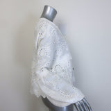 The Kooples Broderie Anglaise Tie-Neck Blouse White Size 3 Long Sleeve Top