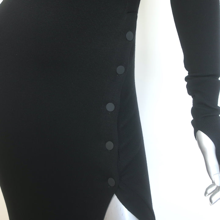ALIX NYC Morris Off the Shoulder Midi Dress Black Ribbed Jersey Size Small