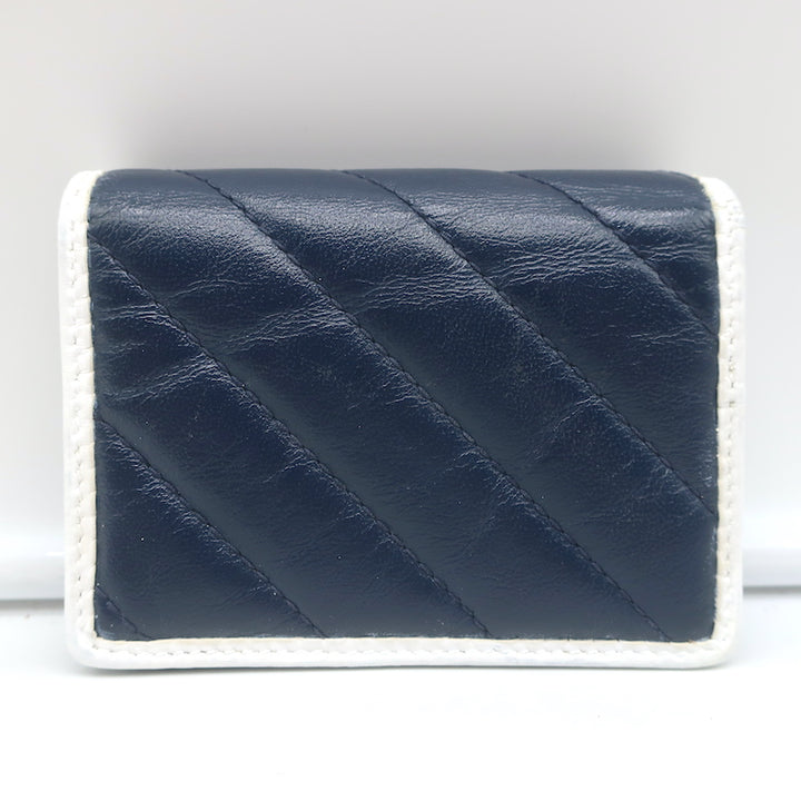 Gucci GG Marmont Card Case Wallet Diagonal Quilted Navy Leather