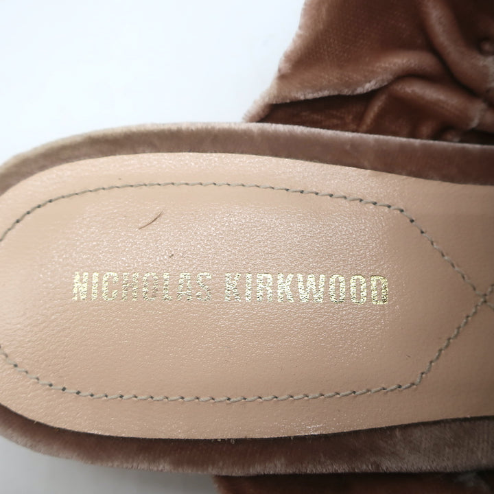 Nicholas Kirkwood Courtney Ruched Velvet Flat Slide Sandals Blush Size 38