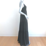L'Agence Abby Tiered Maxi Dress Black Lace-Trim Washed Silk Size 4 NEW