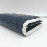 Gucci GG Marmont Card Case Wallet Diagonal Quilted Navy Leather