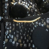 Saint Laurent velvet polka-dot burnout blouse in black with silver metallic accents, size 38 — pre-owned, gently worn