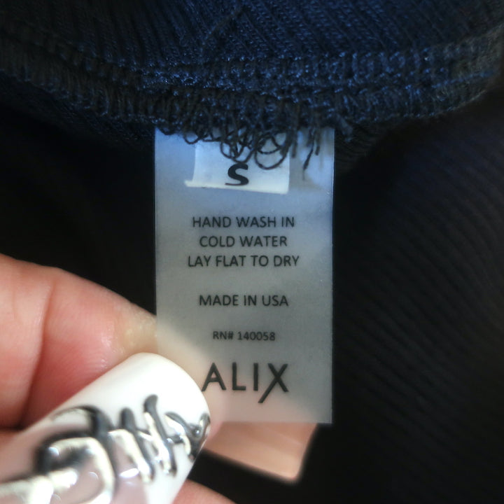 ALIX NYC Morris Off the Shoulder Midi Dress Black Ribbed Jersey Size Small