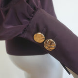 ME+EM Satin-Sleeve Blouse Deep Cabernet Jersey Size US 6 Long Sleeve Top