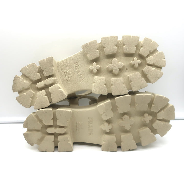 Prada Monolith Platform Sandals Ecru Rubber Size 41