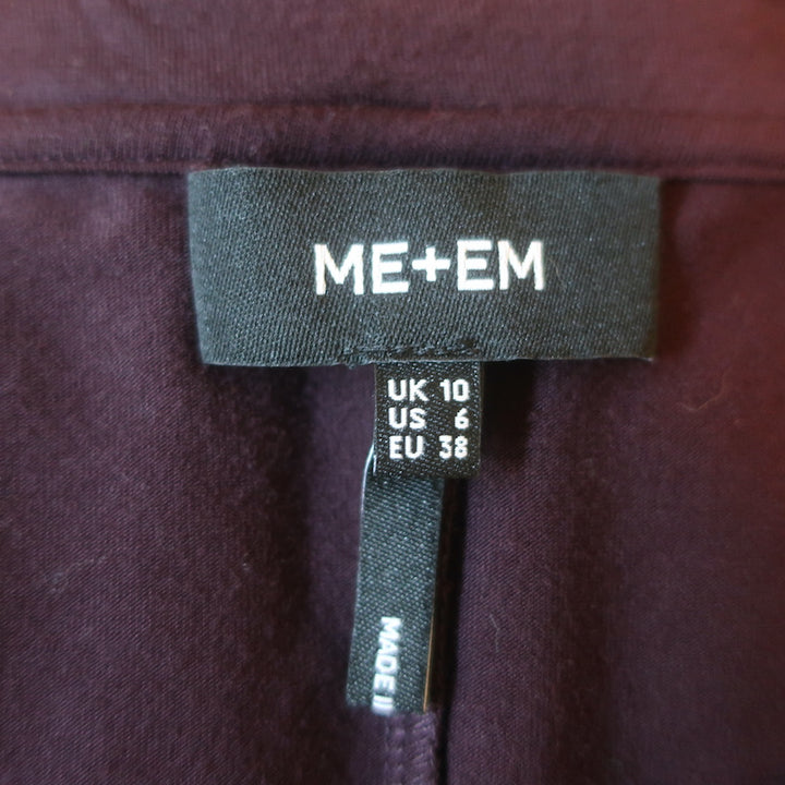 ME+EM Satin-Sleeve Blouse Deep Cabernet Jersey Size US 6 Long Sleeve Top