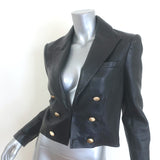 L'Agence Inez Cropped Leather Blazer Black Size 4