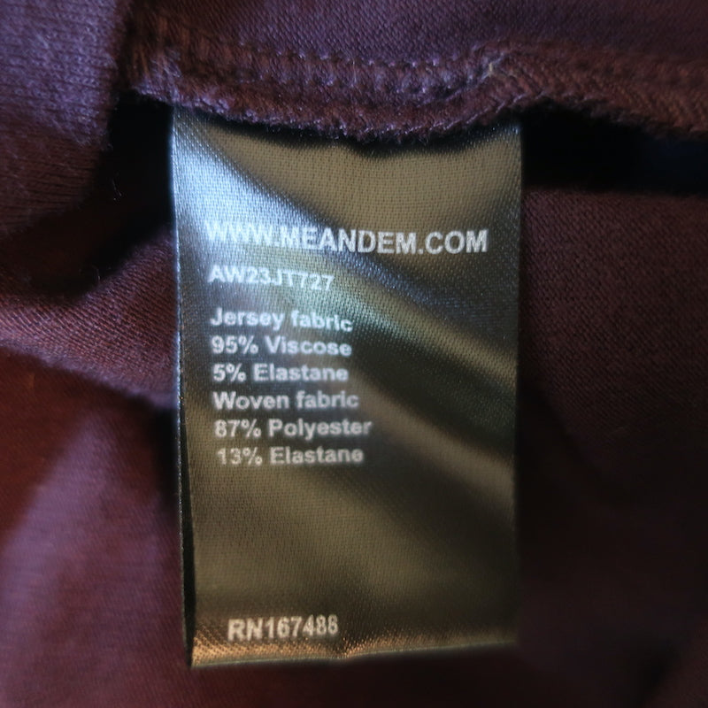 ME+EM Satin-Sleeve Blouse Deep Cabernet Jersey Size US 6 Long Sleeve Top