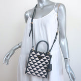 Prada Symbole Mini Tote Baltic Blue/White Embroidered Jacquard Crossbody Bag NEW