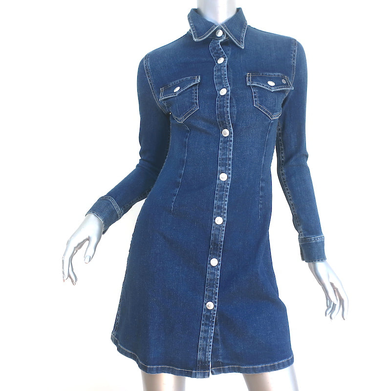 AG Jeans x Alexa Chung Denim Mini Dress Blue Stretch Cotton Size Extra Celebrity Owned AG Jeans x Alexa Chung Denim Mini Dress Blue Stretch Cotton Size Extra Celebrity Owned