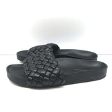 Loeffler Randall Sonnie Woven Slide Sandals Black Leather Size 8