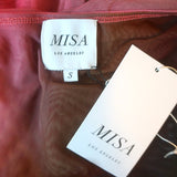 MISA Sirena One-Shoulder Ombre Mesh Midi Dress Pink/Green Size Small NEW