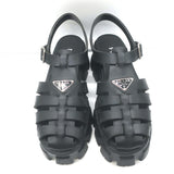 Prada Monolith Platform Sandals Black Rubber Size 41