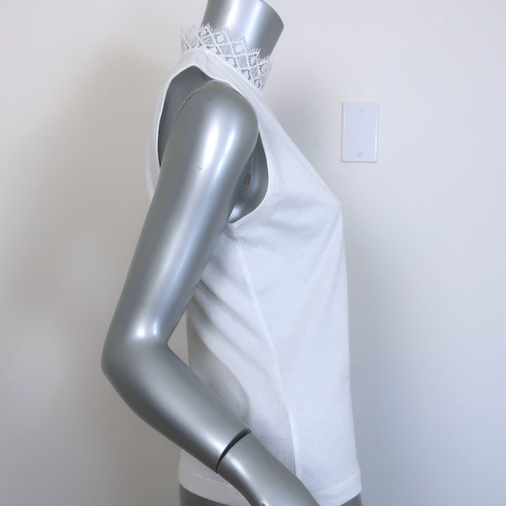 ME+EM Lace-Trim Layering Tank Top White Cotton Size US 6