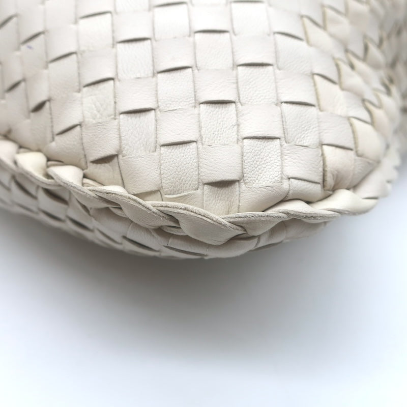 Bottega Veneta Medium Veneta Hobo Bag Cream Intrecciato Leather