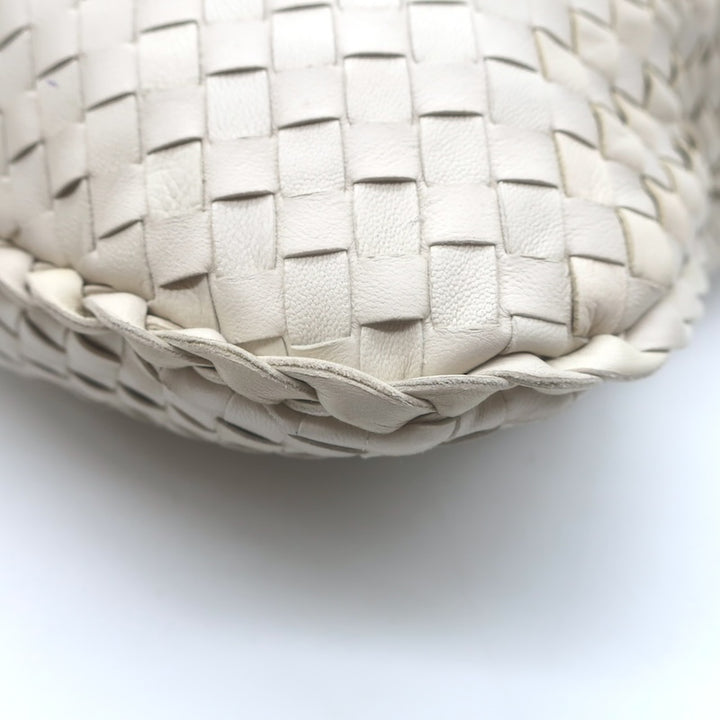 Bottega Veneta Medium Veneta Hobo Bag Cream Intrecciato Leather