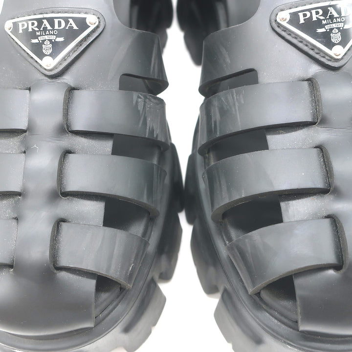 Prada Monolith Platform Sandals Black Rubber Size 41