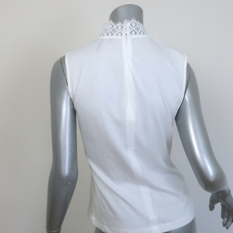ME+EM Lace-Trim Layering Tank Top White Cotton Size US 6