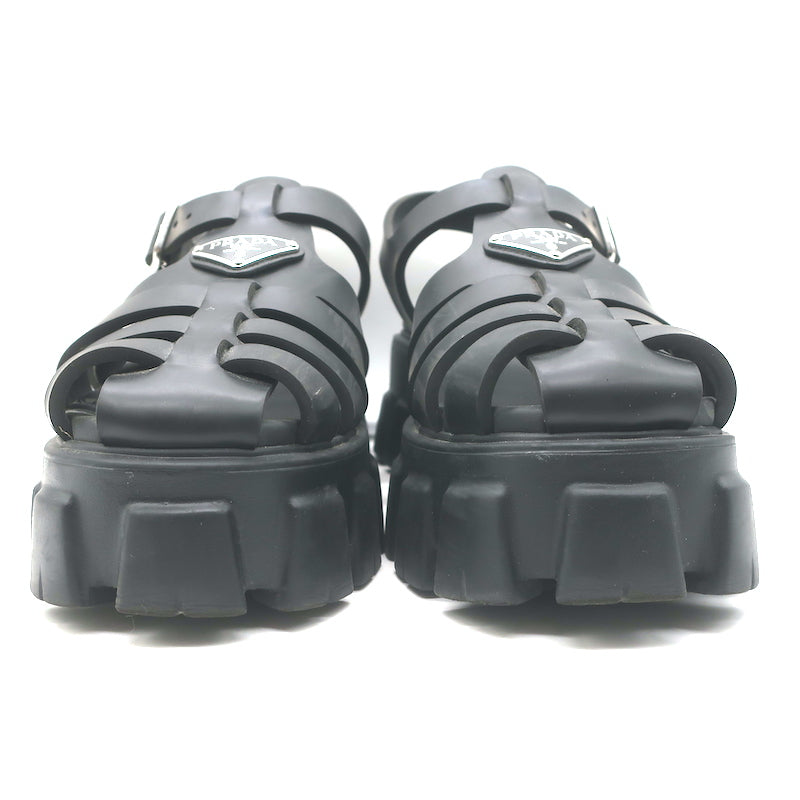 Prada Monolith Platform Sandals Black Rubber Size 41