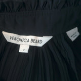 Veronica Beard pleated navy fabric blouse with blouson sleeves, authentic pre-owned, gently worn.