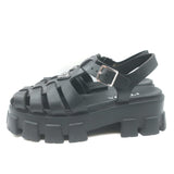 Prada Monolith Platform Sandals Black Rubber Size 41